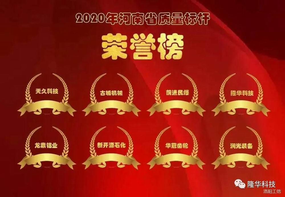 喜報！隆華公司入選河南省質(zhì)量標桿企業(yè)